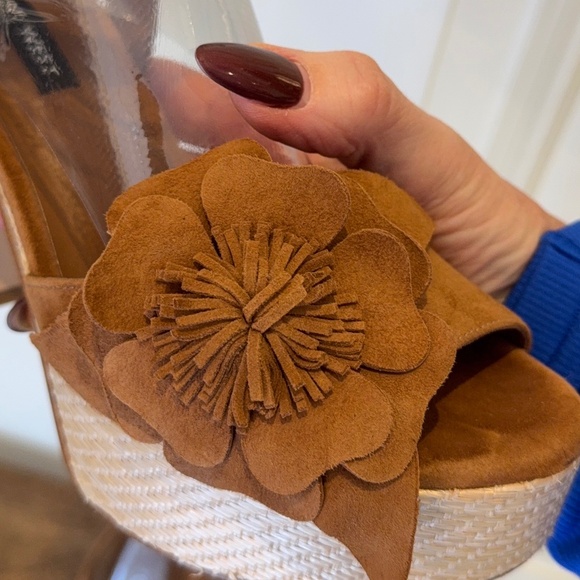 Nine West Brown Flower Suede Sandals - Picture 3 of 4